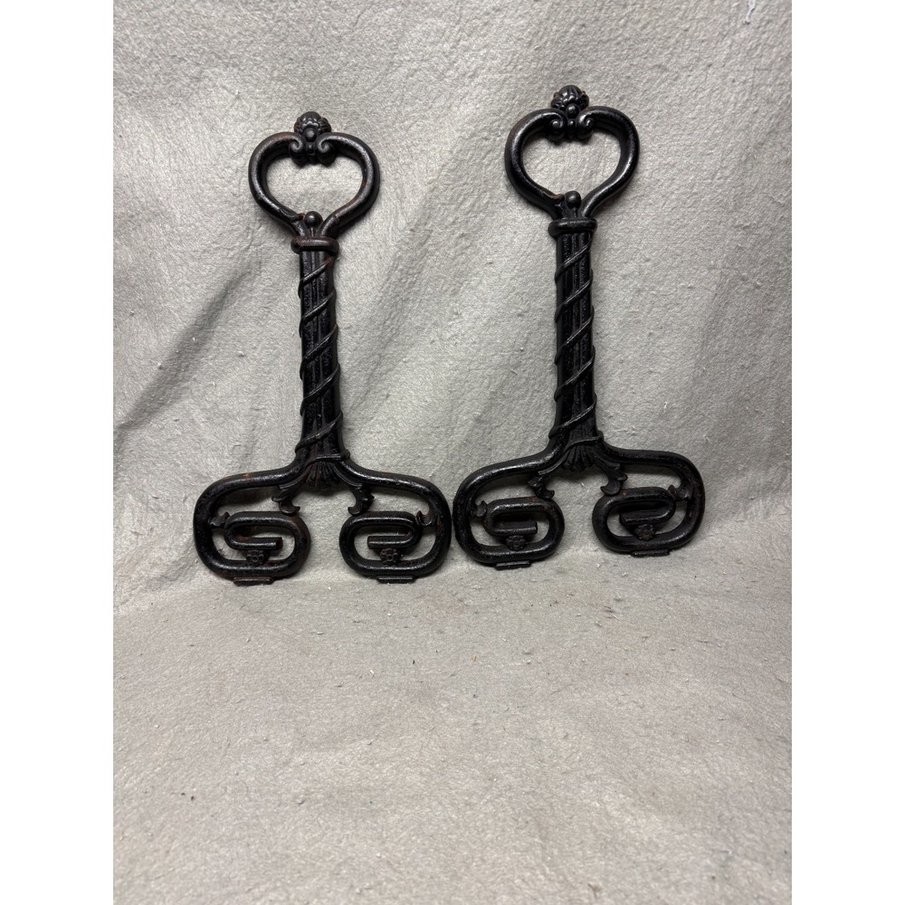 ANTIQUE BRADLEY & HUBBARD CAST IRON ANDIRON FRONTS # 9503